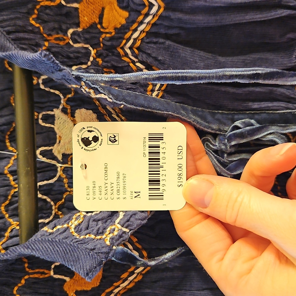 NWT! Free People Terra Smocked Maxi Skirt Set (M), Blue, Corduroy - Picture 8 of 16